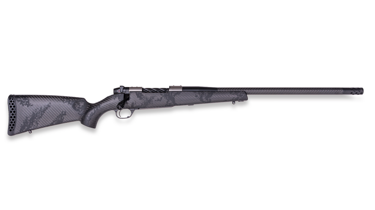 Weatherby MGT01N7MMBR18B Mark V Backcountry Guide TI 7mm BC 3+1 16" + 2" Graphite Black Cerakote Fluted Threaded Barrel, Titanium Drilled & Tapped Receiver, Exposed Carbon w/Carbide Black Accents Fix