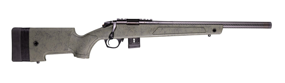 Bergara Rifles BMR010 BMR-X Carbon Fiber 22 WMR 10+1 18" Carbon Fiber Threaded Barrel, Black Cerakote Picatinny Rail Steel Receiver, Adj LOP Black w/Green Webbing Synthetic Stock