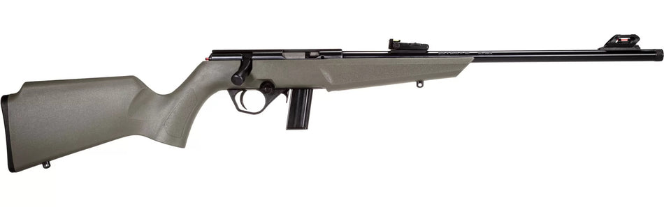 Rossi RB22 Compact 22 LR 10+1, 16" Matte Black Button Rifled Free Floating Steel Barrel, Matte Black Stainless Steel Receiver, OD Green Monte Carlo Stock, Right Hand