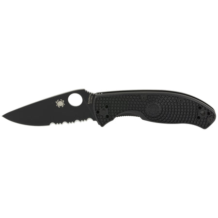 Spyderco Tenacious Lightweight 3.39" Folding Part Serrated Black Oxide 8Cr13MoV Stainless Steel Blade