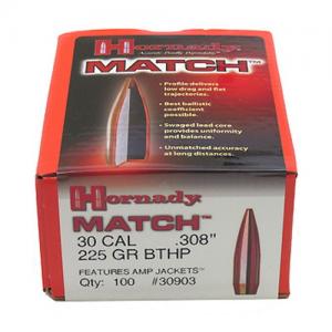 Hornady Match BTHP 30 Cal 225gr Reloading Bullets