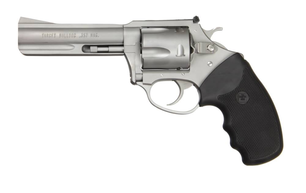 Charter Arms 73542 Mag Pug Target Large 357 Mag, 5 Shot 4.20" Matte Stainless Steel Barrel, Cylinder & Frame w/Black Finger Grooved Rubber Grip