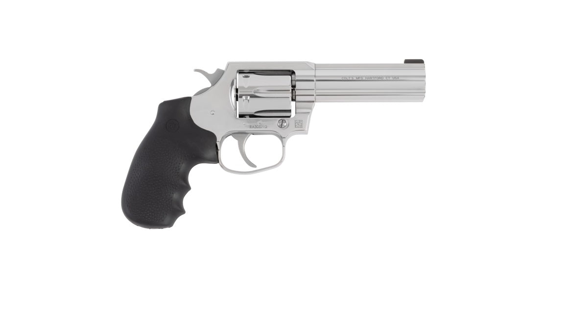 Colt Mfg COBRASB4BB Cobra 38 Special +P 6 Shot 4" Stainless Steel Barrel, Cylinder & Frame, Black Hogue Overmolded Grip, Exposed Hammer