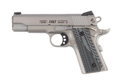 Colt Mfg O9840XE Officer Lightweight 45 ACP 7+1 4.25" Stainless Steel Barrel, Stainless Cerakote Stainless Steel Serrated Slide, Stainless Cerakote Aluminum Frame w/Beavertail, Black/Gray G10 Grip
