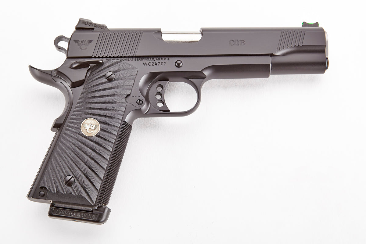 Wilson Combat CQBFS9A CQB Full Size Frame 9mm Luger 10+1 5" Match Grade Barrel, Black Serrated Carbon Steel Slide, Black Armor-Tuff Carbon Steel Frame w/Beavertail, Black G10 Starburst Grip