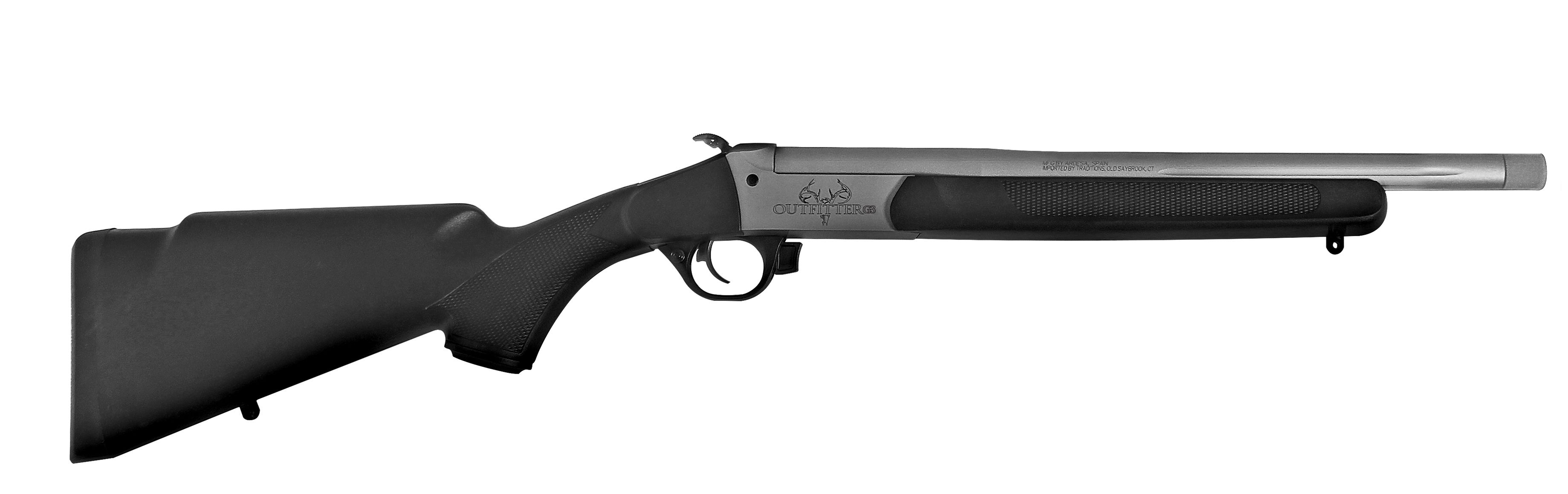 Traditions CRY301130T Outfitter G3 Youth 300 Blackout 1rd 16.50" Stainless Cerakote Fluted Threaded Barrel, Drilled & Tapped Steel Receiver, Fixed Black Synthetic Stock, Right Hand