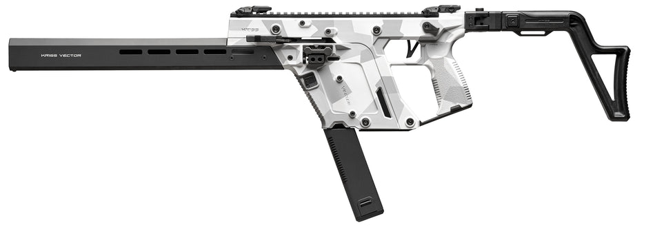 Kriss USA KV103CAD00 Vector CRB Gen3 10mm Auto 33+1 16" Black Nitride Threaded Barrel, Arctic Delta Cerakote Receiver w/Picatinny Rail, M-LOK Handguard, Adjustable Folding Black Stock, White Polymer G