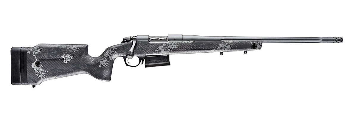 Bergara Rifles B14LM7518 B-14 Crest 300 PRC 5+1 22" Sniper Gray Cerakote Fluted Threaded Barrel, Sniper Gray Cerakote Steel Drilled & Tapped Receiver, Fixed Carbon Fiber w/Black & Gray Sponge Accents