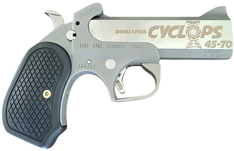 Bond Arms BACY Cyclops 45-70 Gov 1rd Shot 4.25" Stainless Stainless Steel Barrel Matte Stainless Black Extended B6 Resin Grips