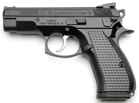 Cz Custom Shop 91048 CZ 75 D PCR Compact Frame 9mm Luger 15+1 3.90" Steel Barrel Black, Serrated Black Slide, Polycoat Aluminum Frame w/Beavertail, Black Checkered Aluminum Grip