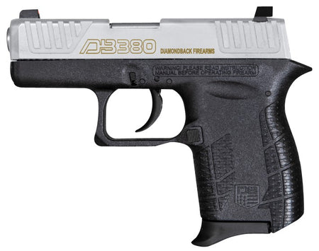 Diamondback DB0100E022 DB380 Gen4 Micro-Compact Frame 380 ACP 6+1, 2.80" Stainless Steel Barrel, Nickel Boron Serrated Stainless Steel Slide, Black Polymer Frame w/Beavertail & Grip