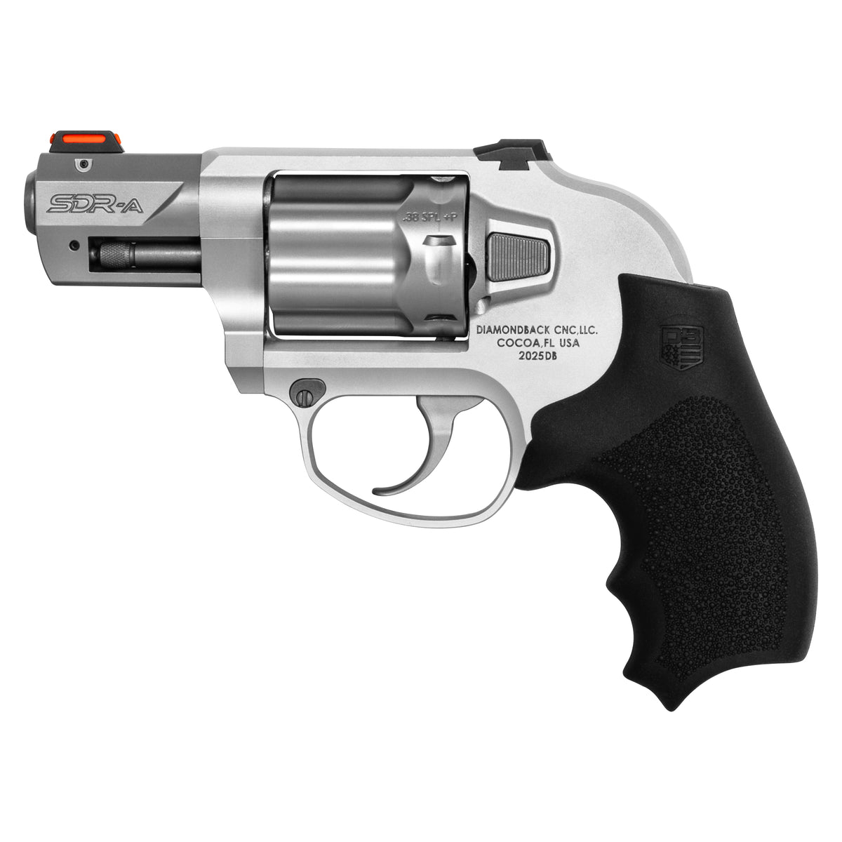 Diamondback DB0800D711 SDR 38 Special +P 6 Shot 2" Glass Bead Stainless Steel Barrel & Cylinder, Glass Bead Aluminum Frame, Black Hogue Rubber Grip, Concealed Hammer