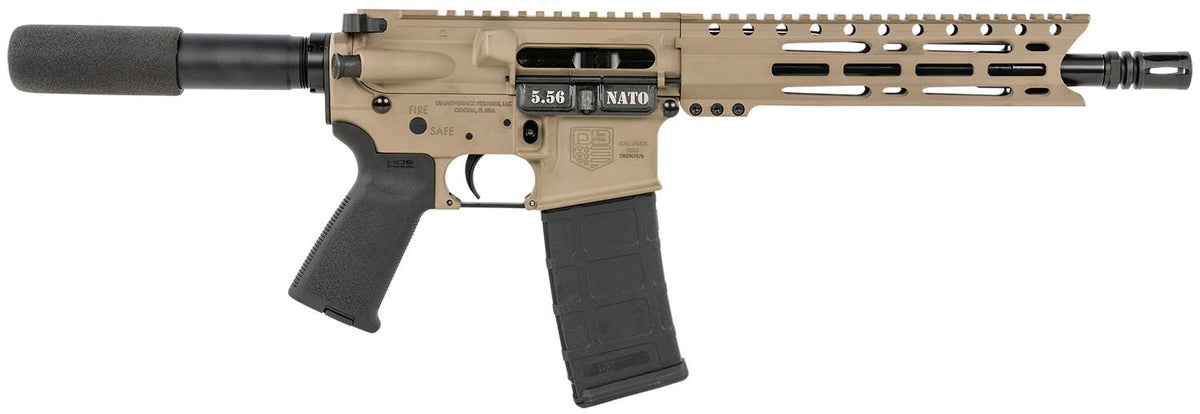 Diamondback DB1915K061 DB15 5.56x45mm NATO 30+1 10" Black Nitride Threaded Barrel, M-LOK Handguard, Flat Dark Earth Aluminum Picatinny Rail Receiver, Black Buffer Tube, Black Magpul Grip, Right Hand