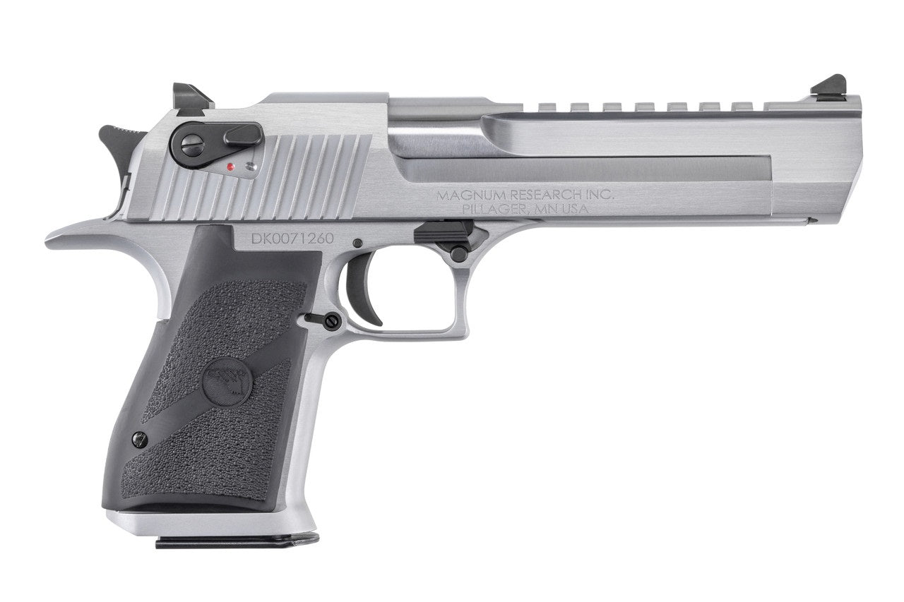 Magnum Research DE44BC Desert Eagle Mark XIX 44 Rem Mag Caliber with 6" Picatinny Barrel, 8+1 Capacity, Overall Brushed Chrome Finish Carbon Steel, Beavertail Frame, Serrated Slide & Black Rubber Grip
