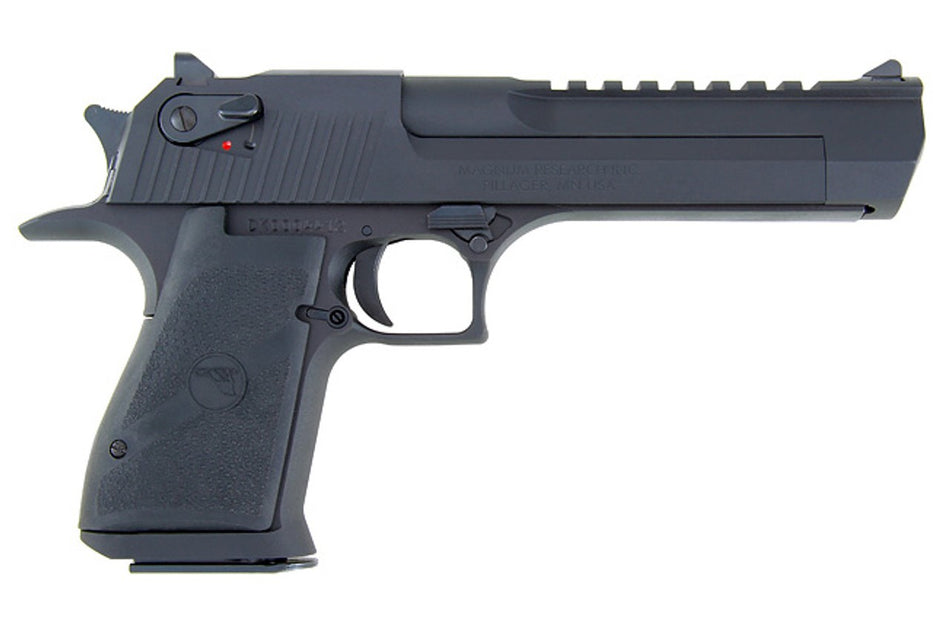 Magnum Research DE50 Desert Eagle Mark XIX 50 AE Caliber with 6" Picatinny Rail Barrel, 7+1 Capacity, Overall Black Finish Carbon Steel, Beavertail Frame, Serrated Slide & Rubber Grip