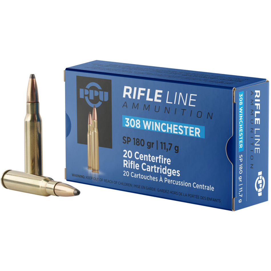 PPU PP3083 Standard Rifle 308 Win 180 gr Soft Point (SP)