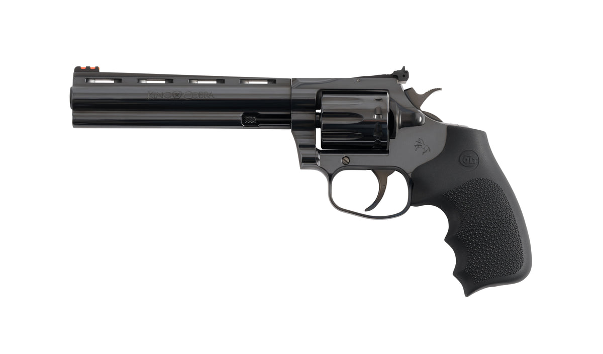 Colt Mfg KCOBRA22-BP6RFO King Cobra Target 22 LR 10rd Shot 6" Blued Vent Rib Barrel, Blued Carbon Steel Cylinder & Frame, Black Hogue Overmolded Grip, Exposed Hammer