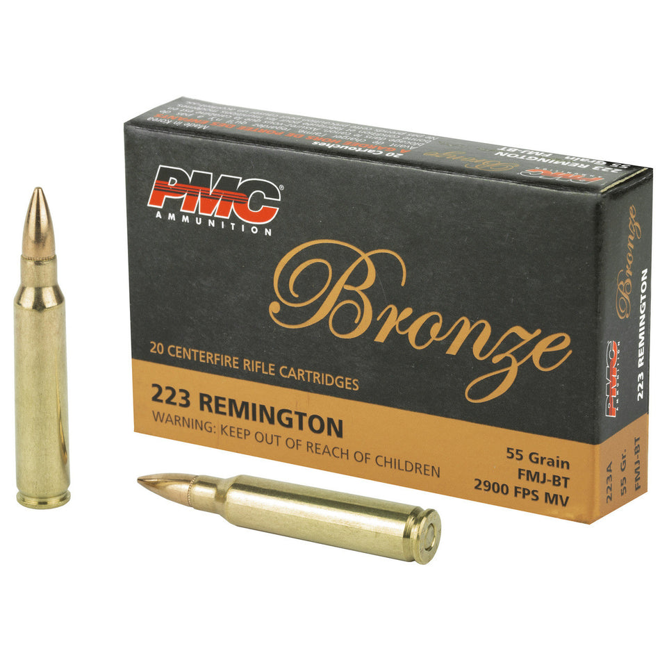 PMC Bronze .223 Remington 55 Grain Full Metal Jacket Boat Tail Ammo