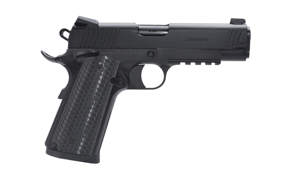 Girsan 392070 MC1911 C Untouchable Compact Frame 45 ACP 8+1 4.40" Black Steel Barrel, Black Serrated Steel Slide & Frame w/Beavertail & Picatinny Rail, Black Polymer Grip