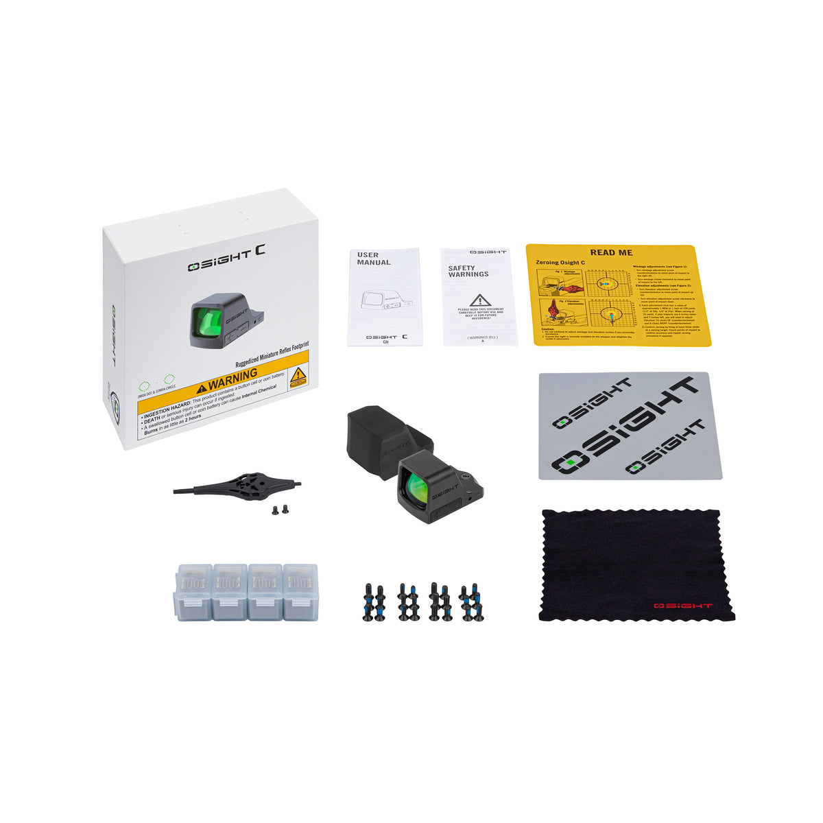 Osight C Open Emitter Green Dot Sight 3 MOA Dot 32 MOA Circle Reticle with Side-Loading Battery