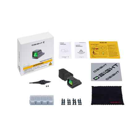 Osight C Open Emitter Green Dot Sight 3 MOA Dot 32 MOA Circle Reticle with Side-Loading Battery