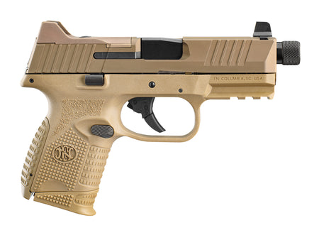 FN 66100781 509CT Compact 9mm Luger 10+1, 4.32" Black Steel Threaded Barrel, Flat Dark Earth PVD Optic Cut/Serrated Stainless Steel Slide, Flat Dark Earth Polymer Frame w/Picatinny Rail, Ambidextrous