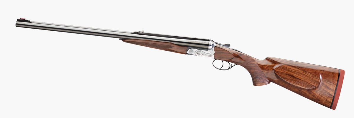Rizzini USA 7001470 Rhino Express 470 Nitro Express 2rd 23" Gloss Blued 23" Chrome-Lined Barrel Coin Anodized Silver Engraved Steel Oiled Turkish Walnut Ambidextrous Hand