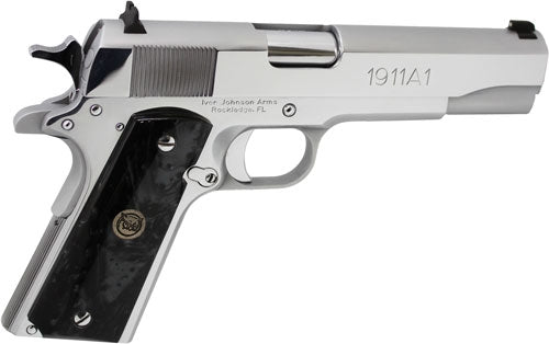 IVER JOHNSON 1911A1 38 SUPER 5" FS 9RD CHROME BLACK PEARL