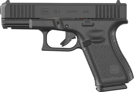 Glock PV1950201 G19 V Compact 9mm Luger 10+1 4.02" Black Barrel & Steel Serrated Slide, Black Polymer Frame w/Accessory Rail, Interchangeable Backstrap