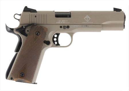 GSG GSG2210M1911T 1911 22 LR 10+1 5" Threaded Barrel, Tan Serrated Slide & Zinc Alloy w/Beavertail Frame, Double Diamond Walnut Grip