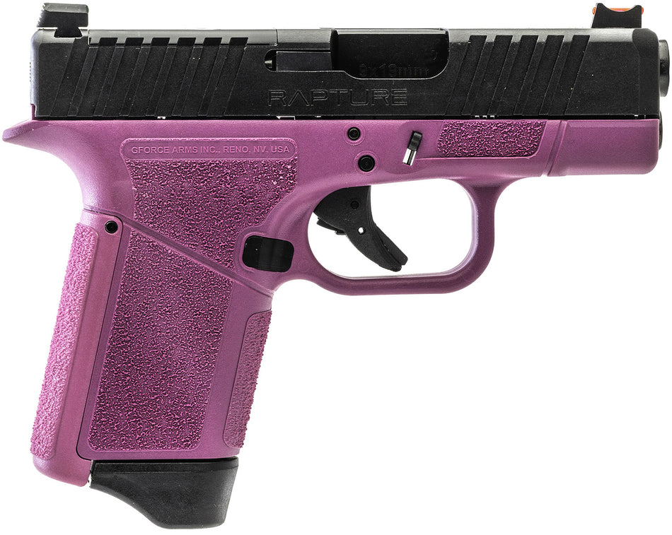 Gforce Arms GF932512PIB Rapture Sub-Compact Frame 9mm Luger 12+1 3.25" Black Steel Barrel, Black Steel Optic Cut/Serrated Slide, Pink Cerakote Polymer Frame, Shield RMSc/RMR Footprint