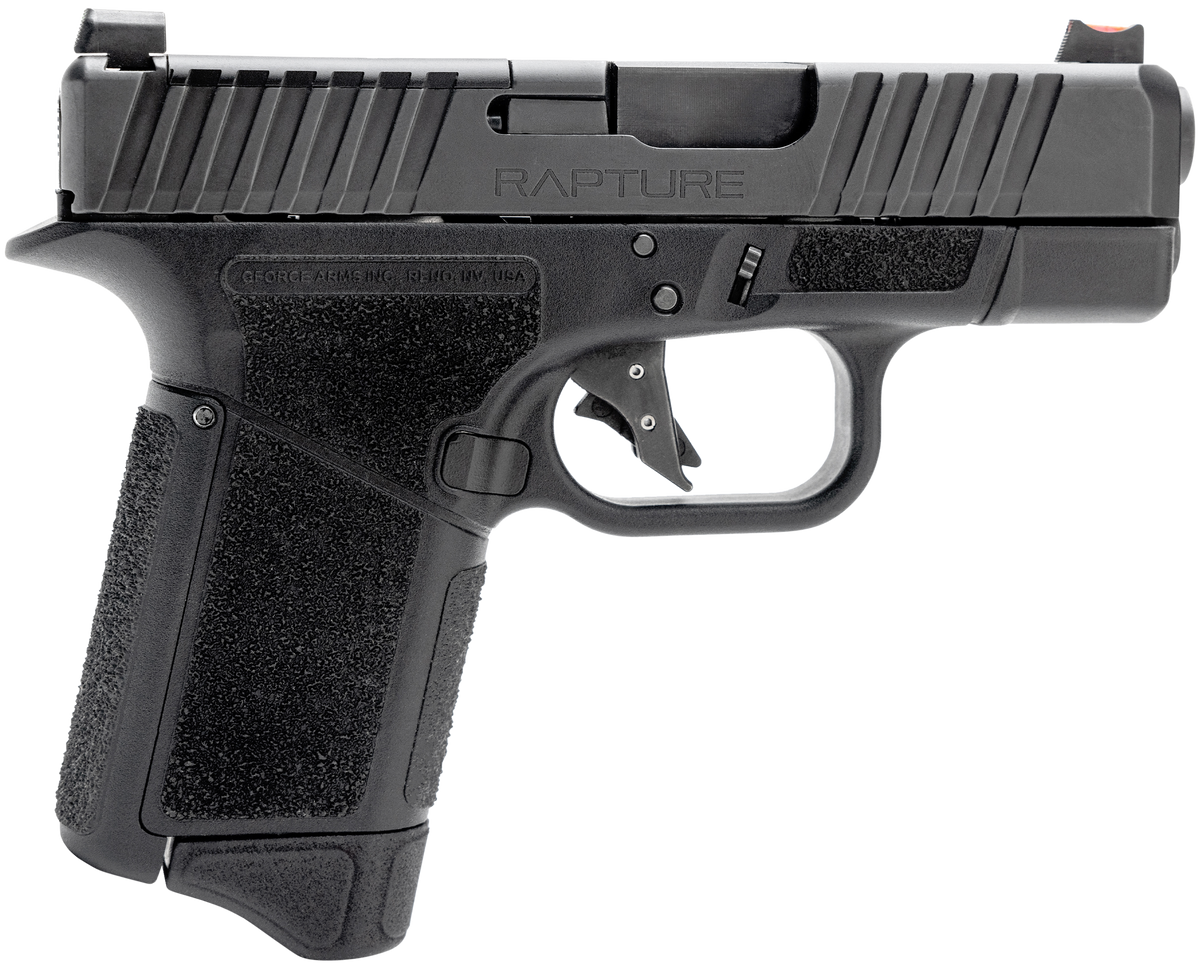Gforce Arms GF932512 Rapture Sub-Compact 9mm Luger 12+1 3.25" Black Steel Barrel, Black Optic Cut/Serrated Slide, Polymer Frame, Black Textured Grip