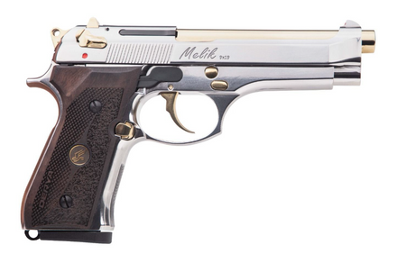 Derya Firearms MELIK9.NG.TR Melik 9mm Luger 17+1 4.90" Gold TiN Steel Barrel, Black Melonite Serrated Steel Slide, Black Aluminum Frame, Black Polymer Grip