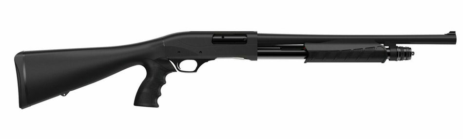 Retay USA GPSTACPG18 GPS 12 Gauge Pump 3" 4+1 18.5" Black Steel Barrel, Matte Black Anodized Aluminum Receiver, Black Fixed w/Pistol Grip Synthetic Stock
