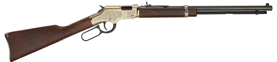 Henry H004D4 Golden Boy Deluxe 4th Edition 22 Short, 22 Long or 22 LR, 16 LR/21 Short Capacity, 20" Blued Octagon Barrel, Engraved Brasslite Rec, American Walnut Stock, Ad. Buckhorn Sights