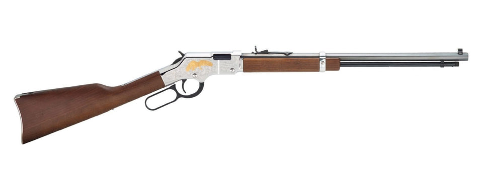 Henry H004GE Golden Eagle Full Size 22 Short, 22 Long, 22 LR, 16 LR/21 Short 20" Blued Octagon Barrel, Nickel-Plated Metal Finish, American Walnut Stock Right Hand