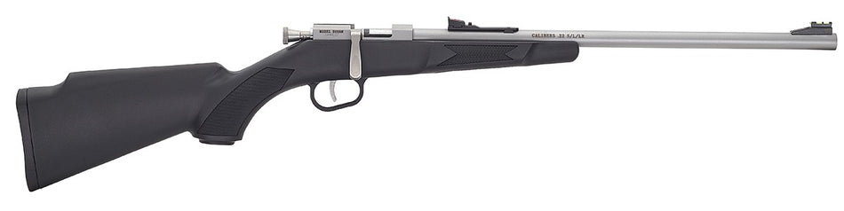 Henry H005R Mini Bolt Youth 22 S/L/LR 1rd 16.25" Matte Stainless Steel Barrel, Matte Drilled & Tapped Stainless Steel Receiver, Black Fixed w/Pistol Grip Synthetic Stock, Right Hand