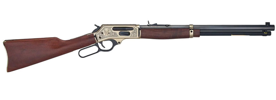 Henry H009BGWL Wildlife 30-30 Win 5+1 20" Blued Octagon, Polished Brass Engraved Rec, American Walnut Furniture, Adj. Brass Buckhorn Sight