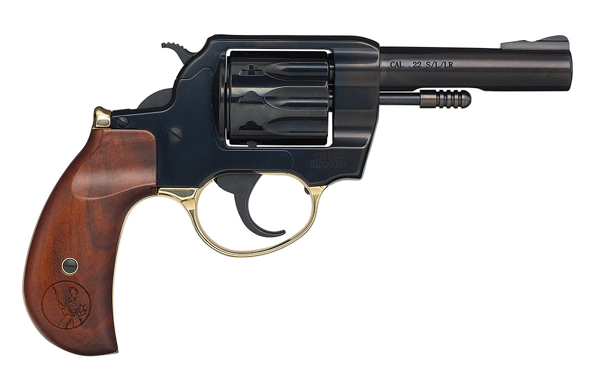 Henry H016BD Golden Boy 22 LR 10 Shot 4" Blued Steel Barrel, Cylinder, Blued Polished Steel Frame, Walnut Birdshead Grip, Transfer Bar Safety, Exposed Hammer