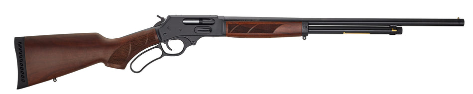 Henry H018G410 Side Gate Full Size 410 Bore Lever 2.50" 6+1 24" Blued Steel Barrel, Blued Drilled & Tapped Steel Receiver, Fixed American Walnut Wood Stock, Right Hand
