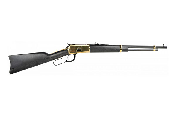 Heritage Mfg H9204418G 92 44 Mag 8+1 18" Black Alloy Steel Barrel, Gold PVD Stainless Steel Receiver, Hardwood Fixed Stock