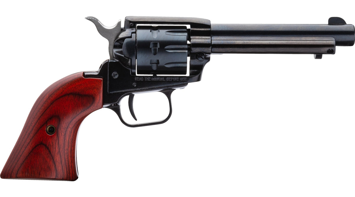 Heritage Mfg RR22999MB4 Rough Rider 22 LR 22 WMR 9 Shot, 4.75" Black Steel Barrel, Black Zinc Alloy Frame, Black Cylinder, Cocobolo Grip, Hammer/Thumb Safety, Exposed Hammer