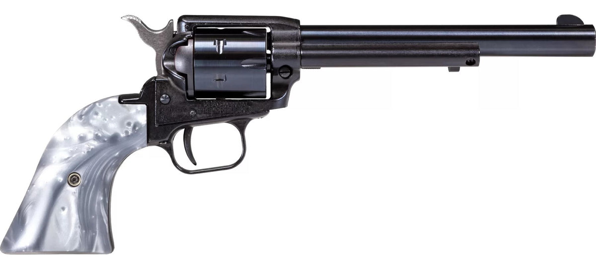 Heritage Mfg RR22B6GPRL Rough Rider 22 LR 6 Shot 6.50" Black Barrel & Cylinder Black Frame, Altamont Gray Pearl Grips
