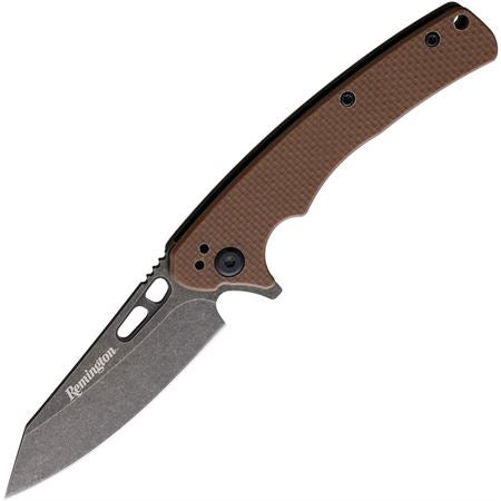 REMINGTON EDC COPING FOLDER G10 TAN HANDLE D2 STONE WASHED 4IN