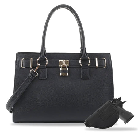 JESSIE & JAMES DINA CONCEALED CARRY LOCK AND KEY SATCHEL 10 H X 15 W X 6 D ( BLACK )