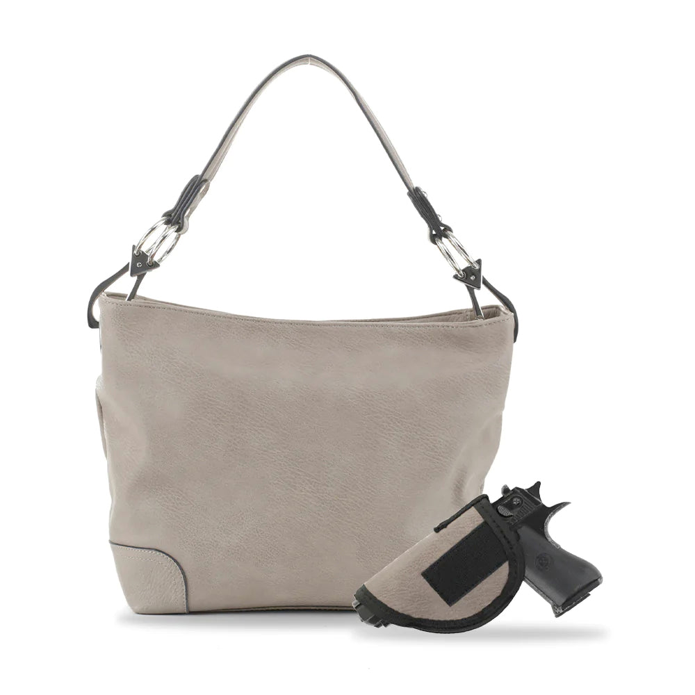 JESSIE & JAMES LYDIA LOCK AND KEY HOBO SHOULDER BAG 9 H X 11 W X 4 D ( GREY )