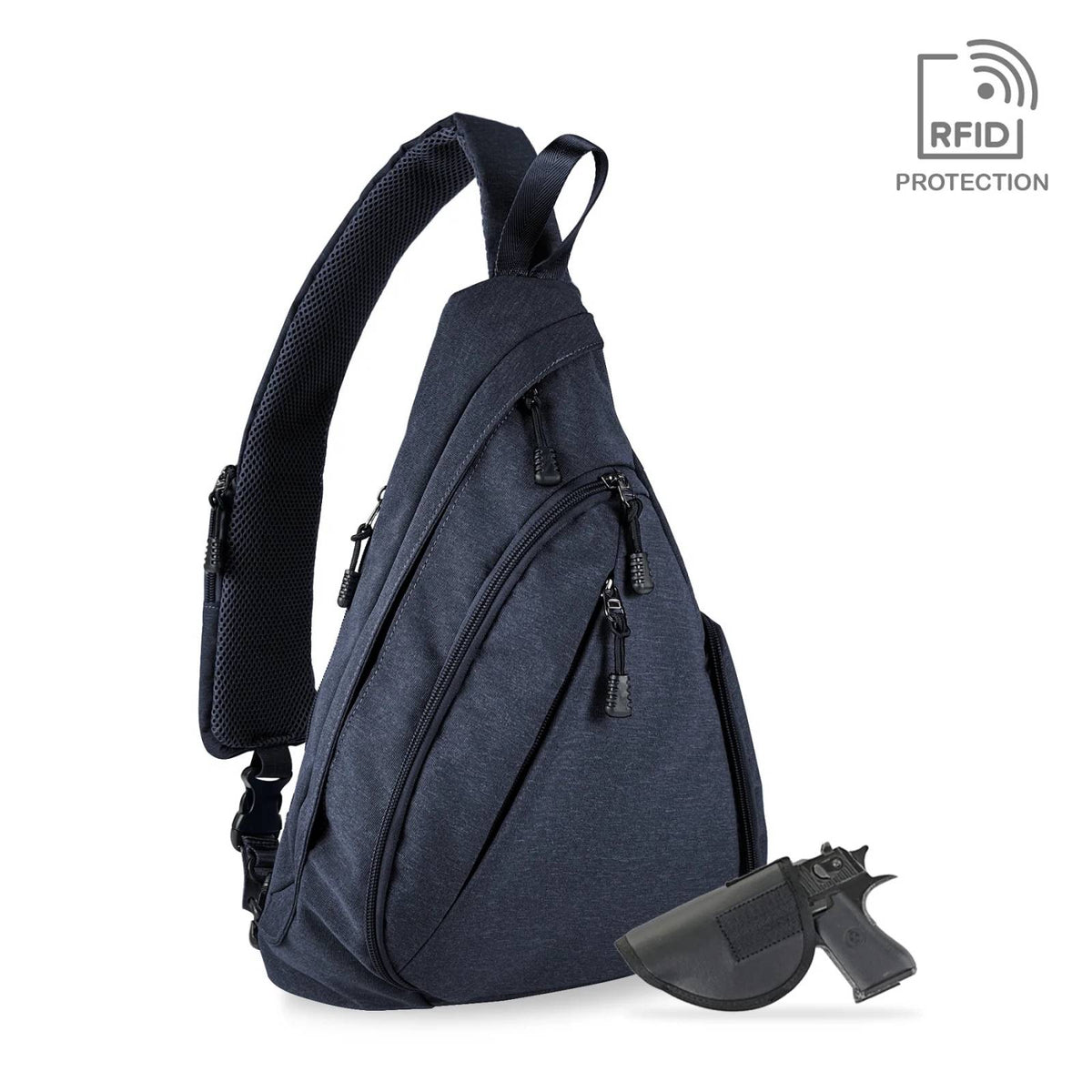 JESSIE & JAMES PEYTON SLING SHOULDER CONCEALED CARRY BACKPACK 15.5 H X 10.5 W X 4 D ( NAVY  )