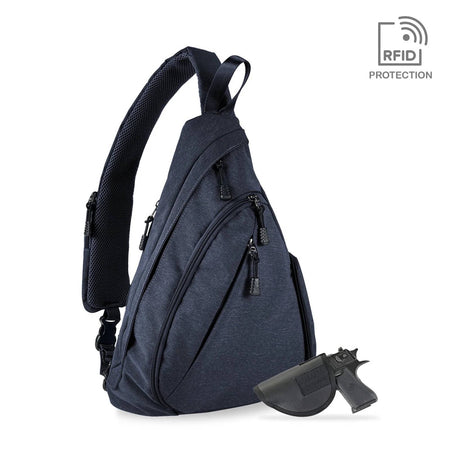 JESSIE & JAMES PEYTON SLING SHOULDER CONCEALED CARRY BACKPACK 15.5 H X 10.5 W X 4 D ( NAVY  )