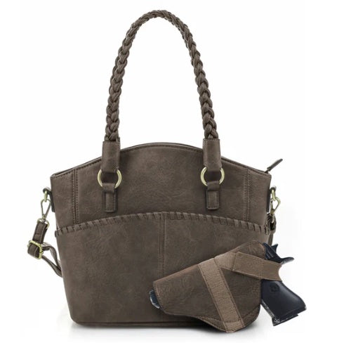 JESSIE & JAMES BELLA CONCEALED CARRY TOTE 10.3 H X 13 W X 5.3  D ( SMOKE GRAY )