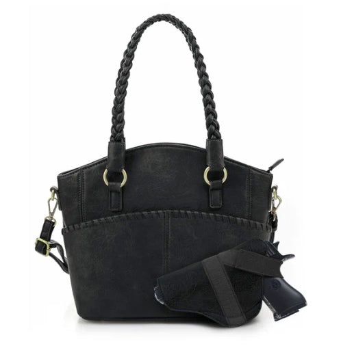 JESSIE & JAMES BELLA CONCEALED CARRY TOTE 10.3 H X 13 W X 5.3 D ( BLACK )